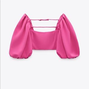 Zara Brand New Hot Pink Crop Balloon Top